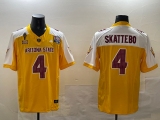 Men's Arizona State Sun Devils #4 Cam Skattebo 2024 F.U.S.E. Gold/White Pat Tillman & Peach Jersey