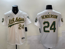 MLB Oakland Athletics #24 Henderson White Game Nike Jersey