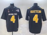 Men's Arizona State Sun Devils #4 Cam Skattebo 2024 F.U.S.E. Black Pat Tillman & Peach Bowl Jersey