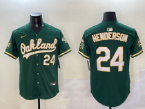 MLB Oakland Athletics #24 Henderson Green Game Nike Jersey