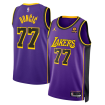Men's Los Angeles Lakers #77 Luka Dončić Purple 2024 Draft Statement Edition Jersey