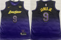 Men's Los Angeles Lakers #9 Bronny James Purple 2024-25 City Edition Stitched Jersey