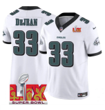 Men's Philadelphia Eagles #33 Cooper DeJean White 2025 Super Bowl LIX Patch Vapor Jersey