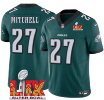 Men's Philadelphia Eagles #27 Quinyon Mitchell Green 2025 Super Bowl LIX Patch Vapo Jersey
