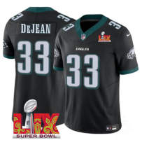 Men's Philadelphia Eagles #33 Cooper DeJean Black 2025 Super Bowl LIX Patch Vapor Jersey