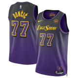 Men's Los Angeles Lakers #77 Luka Dončić Purple 2024/25 City Edition Stitched Jersey