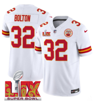 Men’s Kansas City Chiefs #32 Nick Bolton White 2025 F.U.S.E. Super Bowl LIX Patch Vapor Jersey