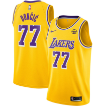 Men's Los Angeles Lakers #77 Luka Dončić Yellow 2024 Icon Edition Stitched Jersey