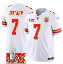 Men's Kansas City Chiefs #7 Harrison Butker White 2025 F.U.S.E. Super Bowl LIX Patch Jersey