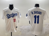 Men's Los Angeles Dodgers #11 Roki Sasaki White Game Stitched Baseball Jersey