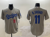 Men's Los Angeles Dodgers #11 Roki Sasaki Grey Game Stitched Baseball Jersey