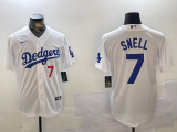 Men's Los Angeles Dodgers #7 Blake Snell White 2024 Home Limited Stitched Baseball Jersey