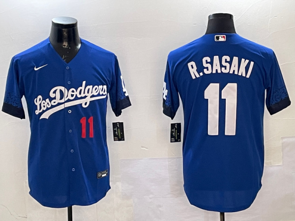 Men's Los Angeles Dodgers #11 Roki Sasaki Royal City Connect Game Jersey