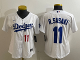 Women Los Angeles Dodgers #11 Roki Sasaki White Game Stitched Baseball Jersey