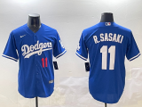 Men's Los Angeles Dodgers #11 Roki Sasaki Blue Game Stitched Baseball Jersey