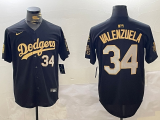 Men's Los Angeles Dodgers #34 Toro Valenzuela Black/Gold 2024 World Series Champions Jersey