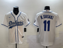 Men's Los Angeles Dodgers #11 Roki Sasaki White With Patch Stitched Baseball Jersey