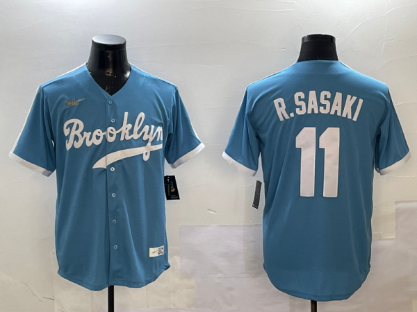 Copy Men's Los Angeles Dodgers #11 Roki Sasaki Blue Mexico With World Series Patch Jersey