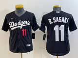 Youth Los Angeles Dodgers #11 Roki Sasaki Black Game Stitched Baseball Jersey