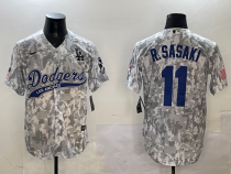 Men's Los Angeles Dodgers #11 Roki Sasaki Camo Stitched Baseball Jersey