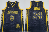 NBA Los Angeles Lakers Front #8 Back #24 Kobe Bryant Black Youth Nike Jersey
