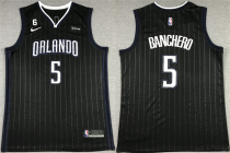 Men's Orlando Magic #5 Paolo Banchero Black With No.6 Patch Icon Edition Stitched Swingman