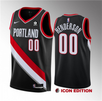 Men's Portland Trail Blazers #00 Scoot Henderson Black 2023 Draft Icon Edition Stitched Jersey