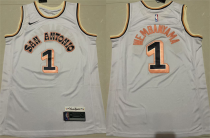 Men's San Antonio Spurs #1 Victor Wembanyama Light Blue 2024 City Edition Stitched Jersey