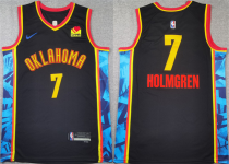 Men's Oklahoma City Thunder #7 Chet Holmgren Black 2024-25 City Edition Stitched Jersey