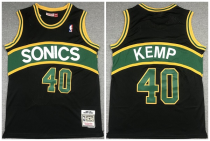 NBA Seattle Supersonics #40 Shawn Kemp Black 1994-95 Throwback Stitched Jersey