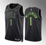 Men's New Orleans Pelicans #1 Zion Williamson Black 2023/24 City Edition Stitched Basketball Jersey