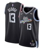 Men's Los Angeles Clippers #13 Paul George Black 2022/23 City Edition With NO.6 Patch Stitched