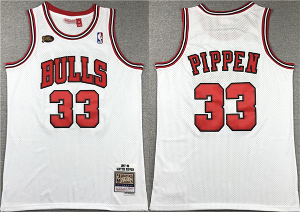 NBA Chicago Bulls #33 Pippen White Throwback Jersey