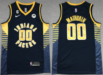 Men's Indiana Pacers #00 Bennedict Mathurin Black With NO.6 Patch Stitched Jersey