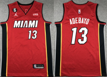 Men's Miami Heat #13 Bam Adebayo Red Statement Edition With NO.6 Patch Swingman Jersey