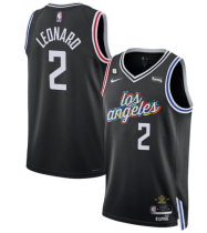 Men's Los Angeles Clippers #2 Kawhi Leonard Black 2022/23 City Edition With NO.6 Patch Jersey