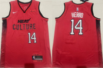 Men's Miami Heat #14 Tyler Herro Red 2024/25 City Edition Stitched Jersey