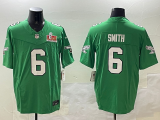 Men's Philadelphia Eagles #6 DeVonta Smith Green 2025 Super Bowl LIX Patch Vapor Jersey