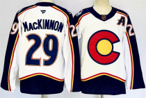 Men's Colorado Avalanche #29 Nathan MacKinnon White Alternate With A Patch Reverse Jersey
