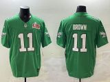 Men's Philadelphia Eagles #11 A. J. Brown Green 2025 Super Bowl LIX Patch Vapor Jersey
