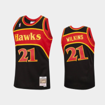 Men's Atlanta Hawks Black #21 Dominique Wilkins 1986-87 Reload Hardwood Classics Jersey