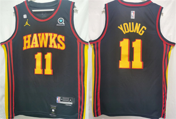 Men's Atlanta Hawks Black #11 Trae Young Stitched NBA Jersey
