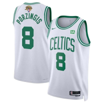 Men's Boston Celtics #8 Kristaps Porzingis White 2024 Finals Association Edition Stitched Jersey