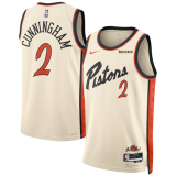 Men's Detroit Pistons #2 Cade Cunningham Cream 2024/25 City Edition Stitched Jersey