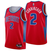 Men's Detroit Pistons #2 Cade Cunningham 75th Anniversary Red Stitched Jersey