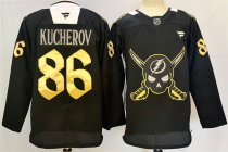 Men's Tampa Bay Lightning #86 Nikita Kucherov 2024-25 Black Gasparilla inspired Pirate- Jersey