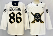 Men's Tampa Bay Lightning #86 Nikita Kucherov 2024-25 White Gasparilla inspired Pirate- Jersey