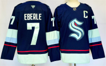Men's Seattle Kraken #7 Jordan Eberle Navy 2024-25 Home With C Patch Stitched Hockey Jersey
