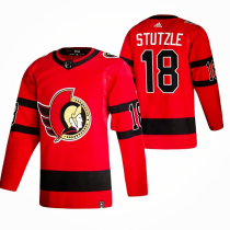 Men's Ottawa Senators #18 Tim Stutzle 2021 Red Reverse Retro Stitched NHL Jersey