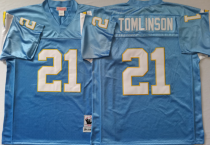 NFL San Diego Chargers Blue #21 Tomlinson Light Blue Throwback Jersey